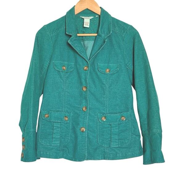 Sundance Womens Corduroy Jacket Teal Pockets Tie Back Womens Small/Petite - Picture 1 of 8
